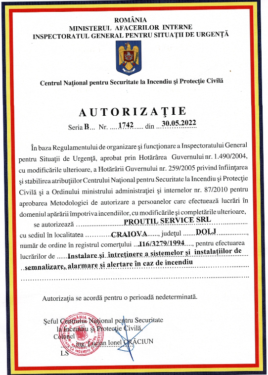 Certificare PROUTIL 1
