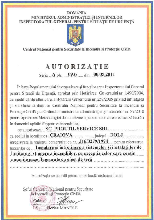 Certificare PROUTIL 2