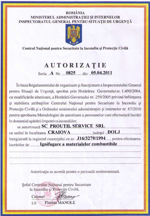 Certificare PROUTIL 3