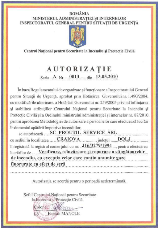 Certificare PROUTIL 5