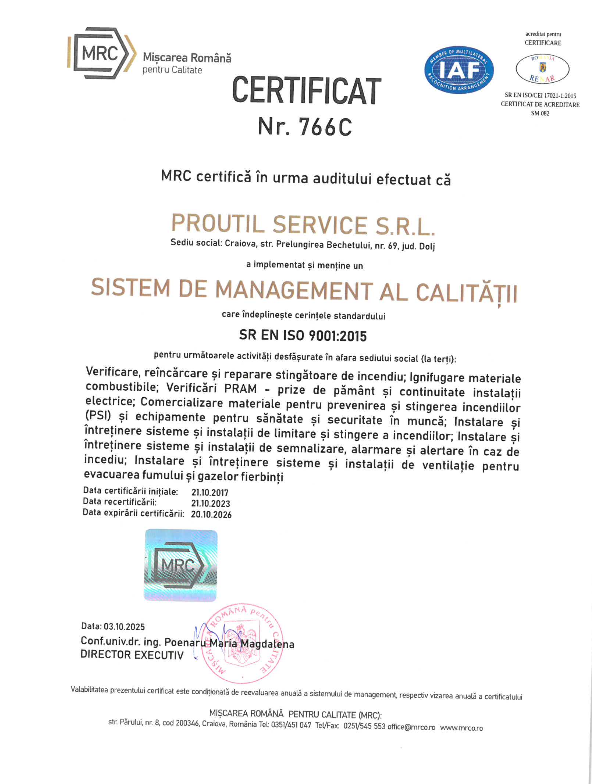 Certificare PROUTIL 6