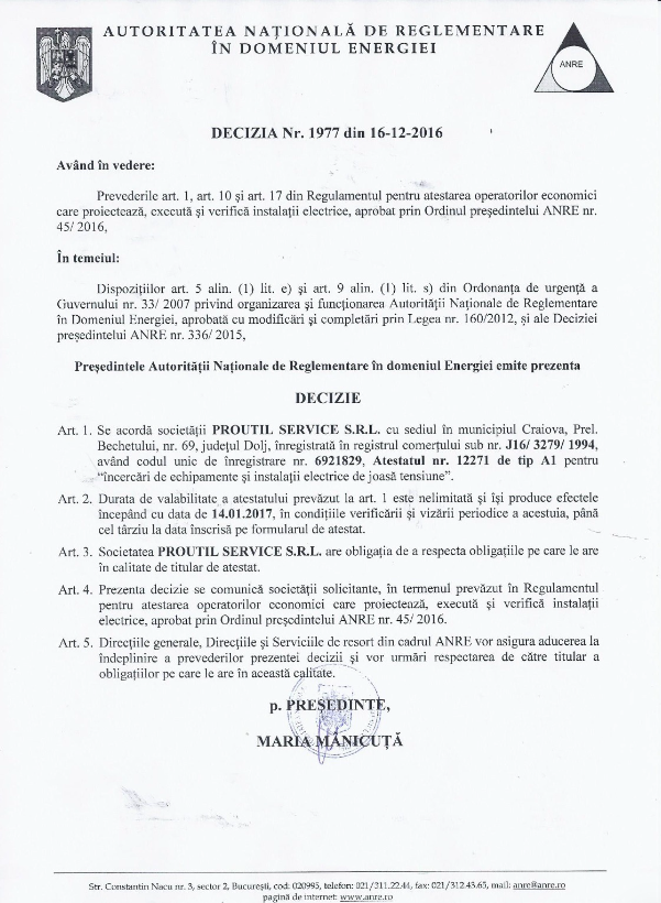 Certificare PROUTIL 7